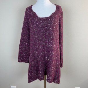 Tricots Jean Marc Tunic Sweater M Purple Open‎ Knit Wool Mohair Blend Womens